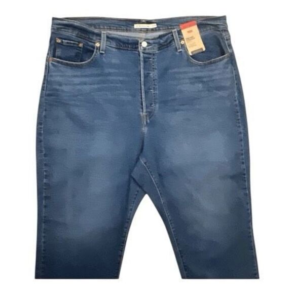 Levi’s Ribcage Women Plus Size 22W Blue Denim Straight Ankle Jeans Slim Hip - Picture 4 of 13